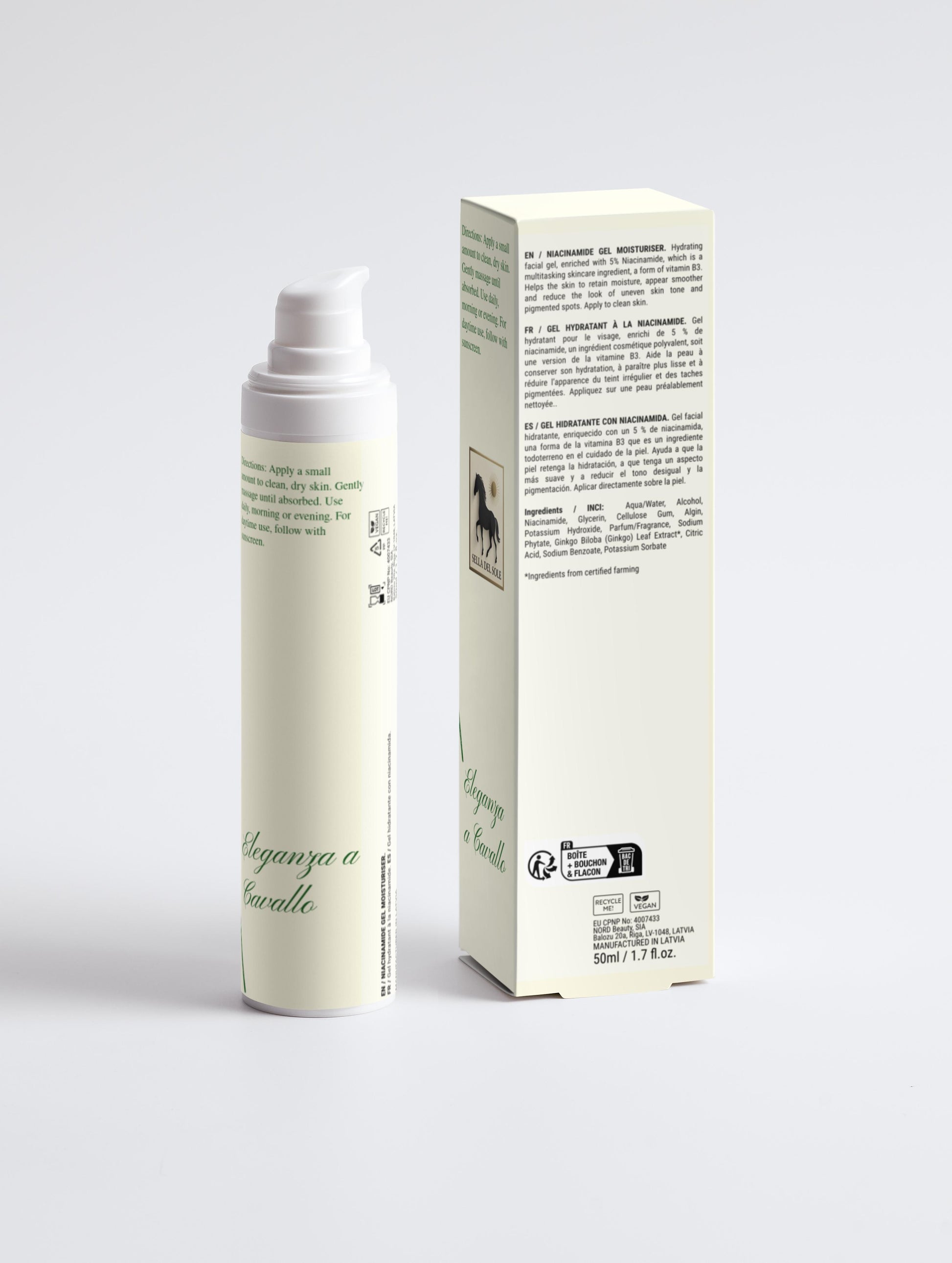 Skincare product with packaging on a white background