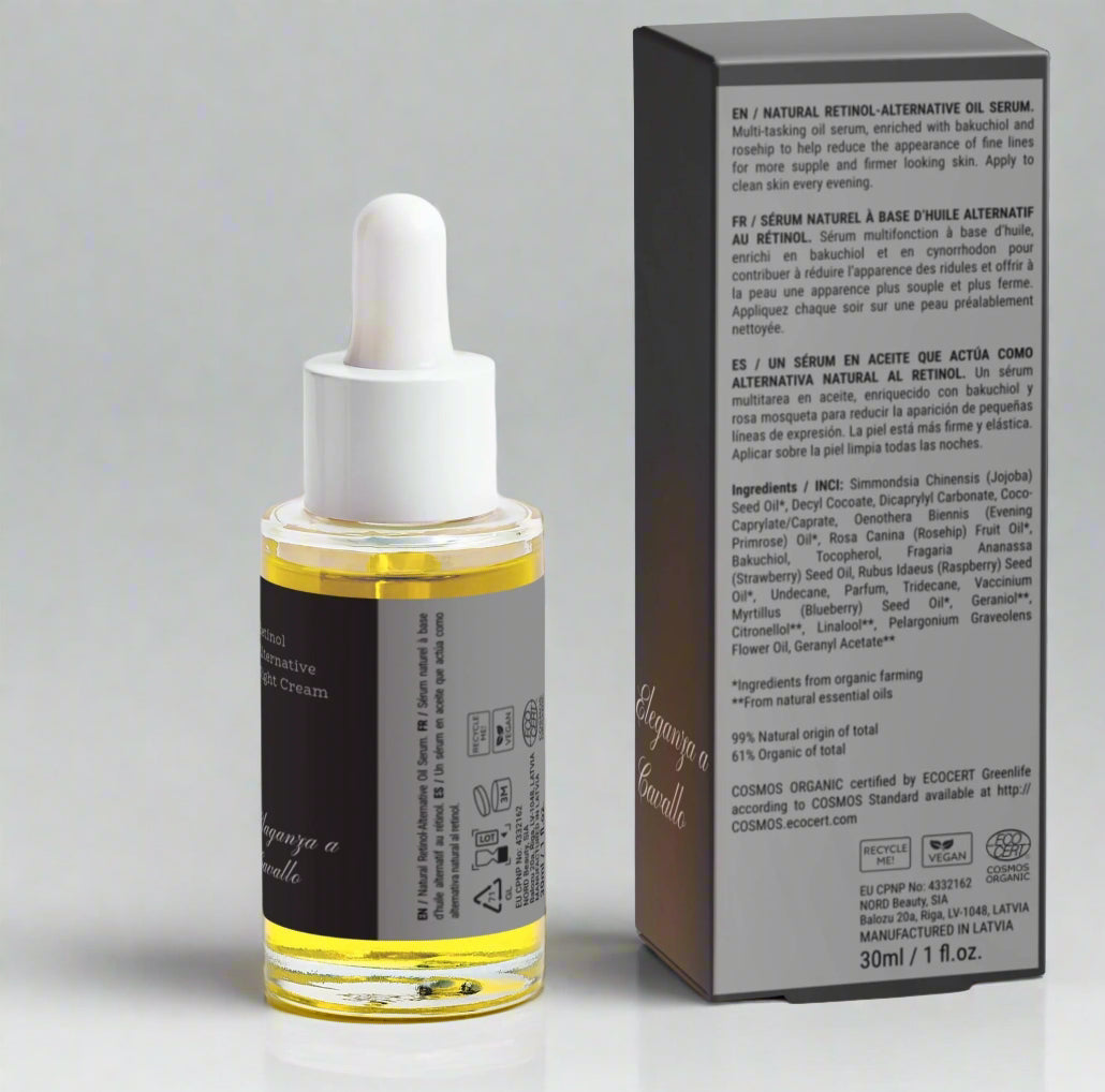 Backside of "Notte" bottle and box