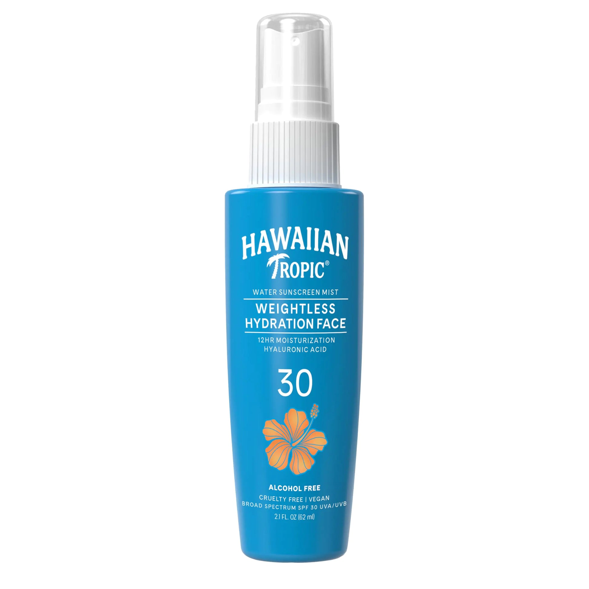 Hawaiian Tropic Weightless Hydration Water Mist for Face SPF 30 | Sun Protection Travel Size Hydrating Sunscreen 2.1oz