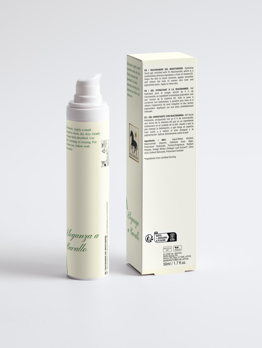 Skincare product with packaging on a white background